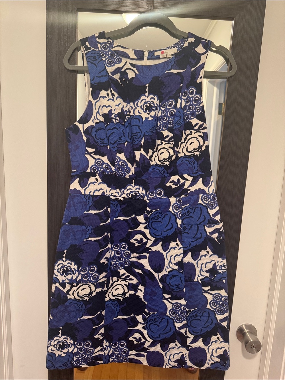 Boden Blue and White Floral Fit-and-Flare Dress